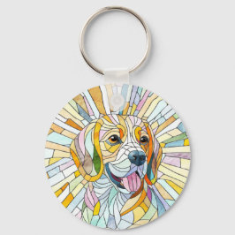 Beagle hond - Kleurrijke Mozaïek kunst Sleutelhanger