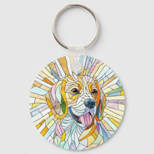 Beagle hond - Kleurrijke Mozaïek kunst Sleutelhanger