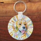 Beagle hond - Kleurrijke Mozaïek kunst Sleutelhanger (Achterkant)