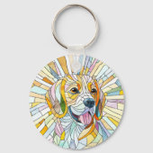 Beagle hond - Kleurrijke Mozaïek kunst Sleutelhanger (Achterkant)