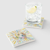 Beagle hond - Kleurrijke Mozaïek kunst Stenen Onderzetter (Zijkant)