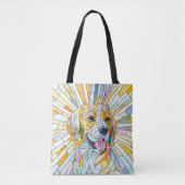 Beagle hond - Kleurrijke Mozaïek kunst Tote Bag (Voorkant)