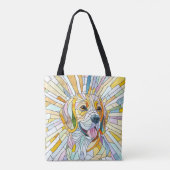 Beagle hond - Kleurrijke Mozaïek kunst Tote Bag (Achterkant)