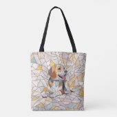 Beagle hond - Kleurrijke Mozaïek kunst Tote Bag (Achterkant)