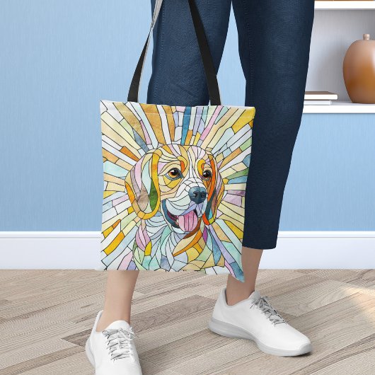Beagle hond - Kleurrijke Mozaïek kunst Tote Bag
