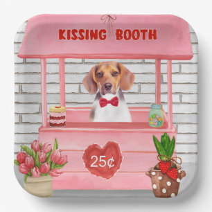 Beagle-hond kusstand op Valentijnsdag Papieren Bordje