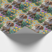 Beagle-hond lente bloemen schilderij cadeaupapier (Hoek)