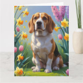 Beagle-hond lente bloemen schilderij  kaart (Voorkant)