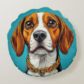 Beagle Hond met een Gouden Ketting Rond Kussen (Achterkant)