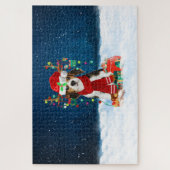 Beagle hond met kerstcadeaus legpuzzel (Verticaal)