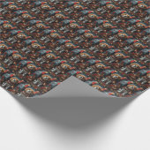 Beagle hond met kerstcadeaus open haard cadeaupapier (Hoek)