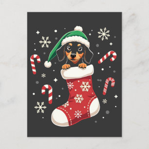 Beagle hond met kerstmuts Kerstliefhebbers Briefkaart