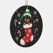 Beagle hond met kerstmuts Kerstliefhebbers Keramisch Ornament (Rechts)