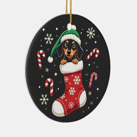 Beagle hond met kerstmuts Kerstliefhebbers Keramisch Ornament (Rechts)