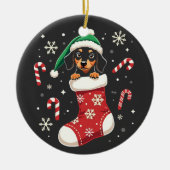Beagle hond met kerstmuts Kerstliefhebbers Keramisch Ornament (Voorkant)