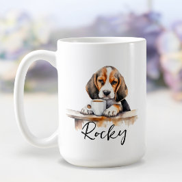 Beagle hond met koffie mok, hond met attitude koffiemok
