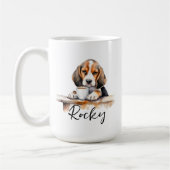 Beagle hond met koffie mok, hond met attitude koffiemok (Links)