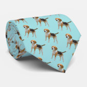 Beagle hond met lichtblauwe achtergrond stropdas (Opgerold)