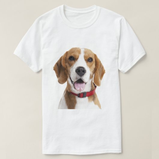 Beagle-hond met rode halsband t-shirt (Design voorkant)