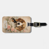Beagle Hond met Rozen Bagagelabel (Voorkant horizontaal)