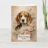 Beagle Hond met Rozen Kaart (Voorkant)