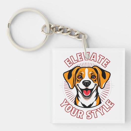 Beagle Hond met Tekstkunst Sleutelhanger (voorkant)
