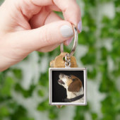 Beagle hond met zwart profiel sleutelhanger (Hand)