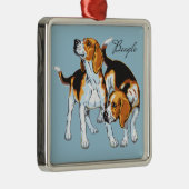 beagle hond metalen ornament (Rechts)