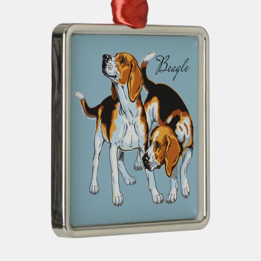 beagle hond metalen ornament (Rechts)