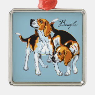 beagle hond metalen ornament