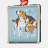 beagle hond metalen ornament (Links)