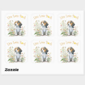 Beagle-hond Moeder Bloem Vierkante Sticker (Vel)