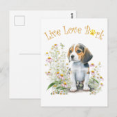 Beagle Hond Moeder Bloemstuk Briefkaart (Voorkant / Achterkant)