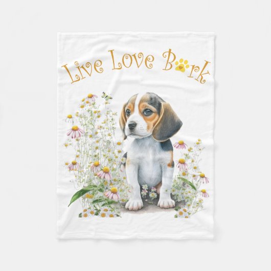 Beagle-hond Moeder Bloemstuk Fleece Deken (Voorkant)