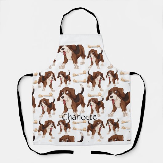 Beagle hond naadloos patroon Aangepaste naam Schort (Voorkant)