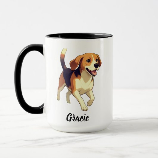 Beagle-hond ontwerp met aangepaste naam mok (Links)