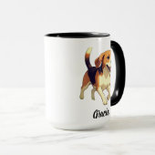 Beagle-hond ontwerp met aangepaste naam mok (Voorkant rechts)