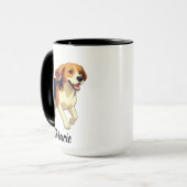 Beagle-hond ontwerp met aangepaste naam mok (Voorkant links)