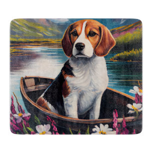 Beagle-hond op een peddel: Een landschappelijk avo Snijplank