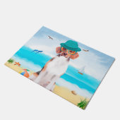 Beagle Hond Op Strand Deurmat (Schuin)