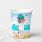 Beagle Hond Op Strand Papieren Bekers (Achterkant)