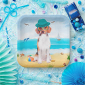 Beagle Hond Op Strand Papieren Bordje (Feest)