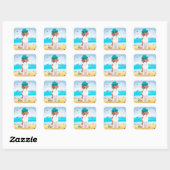 Beagle Hond Op Strand Vierkante Sticker (Vel)