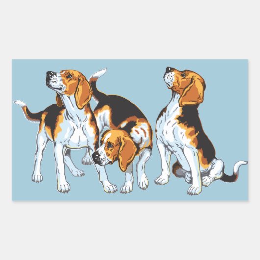 beagle hond rechthoekige sticker (Voorkant)