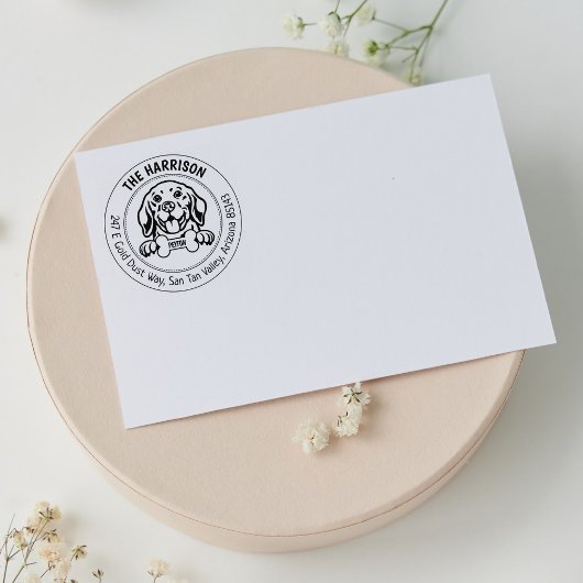 Beagle hond retour adres familie rubberstempel