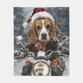 Beagle Hond Rijden Motorfiets Kerstmis Fleece Deken (Voorkant)