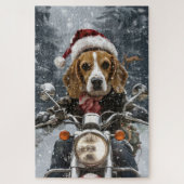 Beagle Hond Rijden Motorfiets Kerstmis Legpuzzel (Verticaal)