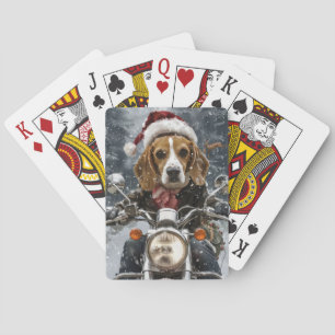 Beagle Hond Rijden Motorfiets Kerstmis Pokerkaarten
