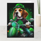 Beagle-hond rijdt op fiets St. Patrick's Day Kaart (Voorkant)