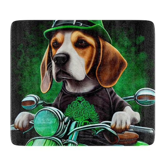 Beagle hond rijdt op fiets St. Patrick's Day Snijplank (Voorkant)